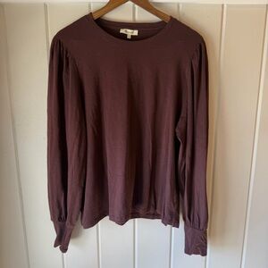 NWT Madewell Rich Brown Long Sleeve Tee, Size XXL
